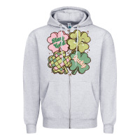 Heather Grey st patricks day clover Zipper Hoodie - MaliasSmallBusiness