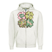 Oatmeal Heather st patricks day clover Zipper Hoodie - MaliasSmallBusiness