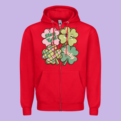 St Patricks Day Clover Zipper Hoodie Designed By Maliassmallbusiness