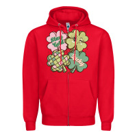 Red st patricks day clover Zipper Hoodie - MaliasSmallBusiness