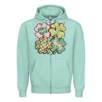 Seafoam st patricks day clover Zipper Hoodie - MaliasSmallBusiness
