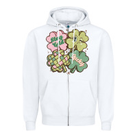 White st patricks day clover Zipper Hoodie - MaliasSmallBusiness