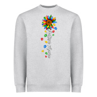 Heather Grey autism mama sunflower white Heavyweight Sweatshirt - JahusDesignShop