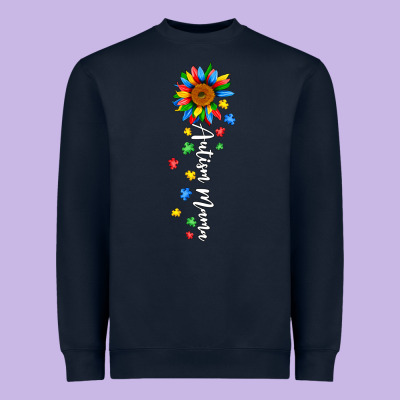 Autism Mama Sunflower White Heavyweight Sweatshirt Designed By Jahusdesignshop