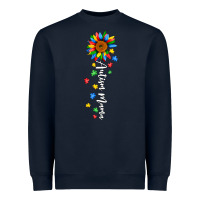 Navy autism mama sunflower white Heavyweight Sweatshirt - JahusDesignShop