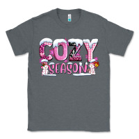 Charcoal Heather pink cozy season with snowman ado Classic Tee - AdoDesignShop