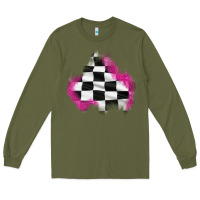 Army Green race flag glitter patch Long Sleeve Tee - AdoDesignShop