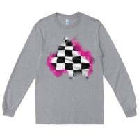 Heather Grey race flag glitter patch Long Sleeve Tee - AdoDesignShop