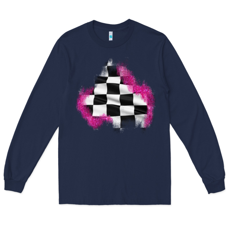 Race Flag Glitter Patch Long Sleeve Tee by AdoDesignShop | Teevron