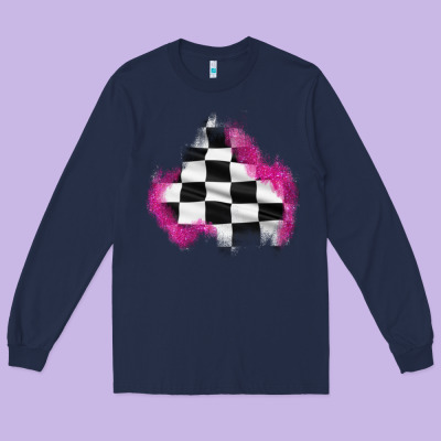 Race Flag Glitter Patch Long Sleeve Tee Designed By Adodesignshop
