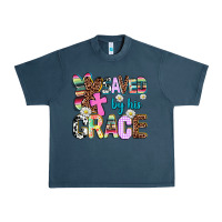Midnight Navy saved by his grace Urban Heavy Tee - AdoDesignShop