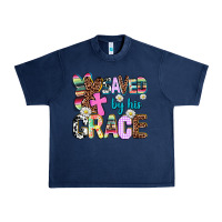 Navy saved by his grace Urban Heavy Tee - AdoDesignShop
