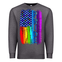 Charcoal Heather Pride LGBTQ+ American Flag Premium Sweatshirt - BundleAndBundleShop