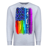 Heather Grey Pride LGBTQ+ American Flag Premium Sweatshirt - BundleAndBundleShop