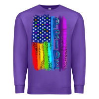 Purple Pride LGBTQ+ American Flag Premium Sweatshirt - BundleAndBundleShop