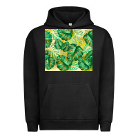 Pigment Black monstera leaf Urban Hoodie - TumblerDesignByShophia
