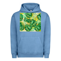 Pigment Pebble Blue monstera leaf Urban Hoodie - TumblerDesignByShophia