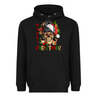Black Merry Christmas skeleton messy bun Heavyweight Hoodie - NancyCooperArtShop