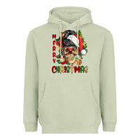 Matcha Merry Christmas skeleton messy bun Heavyweight Hoodie - NancyCooperArtShop