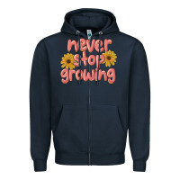 Navy never stop growing Zipper Hoodie - MaliasSmallBusiness