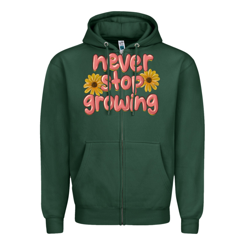 Never Stop Growing Zipper Hoodie by MaliasSmallBusiness | Teevron