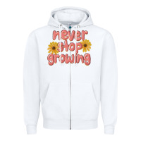 White never stop growing Zipper Hoodie - MaliasSmallBusiness