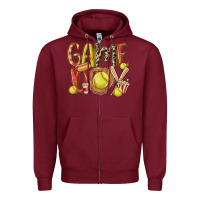 Burgundy game day softball Zipper Hoodie - MaliasSmallBusiness