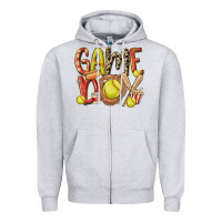 Heather Grey game day softball Zipper Hoodie - MaliasSmallBusiness