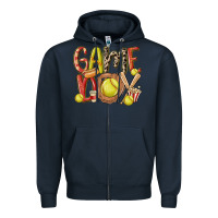 Navy game day softball Zipper Hoodie - MaliasSmallBusiness