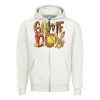 Oatmeal Heather game day softball Zipper Hoodie - MaliasSmallBusiness