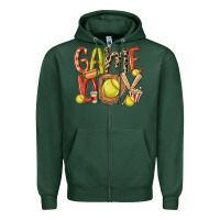 Sports Green game day softball Zipper Hoodie - MaliasSmallBusiness