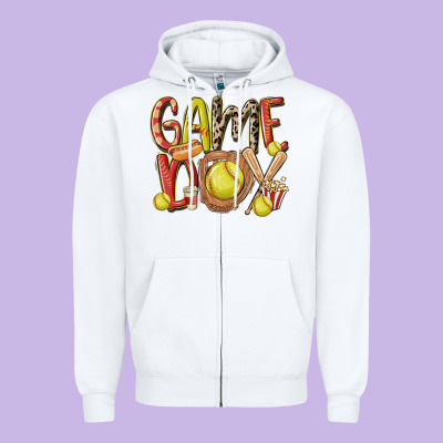 Game Day Softball Zipper Hoodie Designed By Maliassmallbusiness