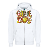 White game day softball Zipper Hoodie - MaliasSmallBusiness