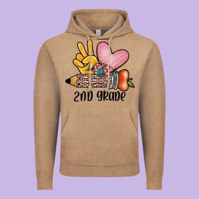 Peace Love 2nd Grade Vintage Hoodie Designed By Jahusdesignshop
