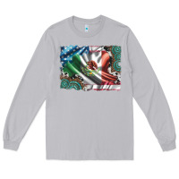 Moon Dust usa and mexico flag with leopard cowhide and gemstone background Long Sleeve Tee - Artiststas