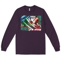 Plum usa and mexico flag with leopard cowhide and gemstone background Long Sleeve Tee - Artiststas