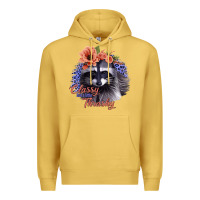 Antique Gold Classy But a Little Thrashy Raccoon with Flowers Premium Hoodie - Bettercallsaul