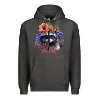 Charcoal Heather Classy But a Little Thrashy Raccoon with Flowers Premium Hoodie - Bettercallsaul