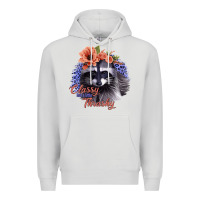 Dove Grey Classy But a Little Thrashy Raccoon with Flowers Premium Hoodie - Bettercallsaul