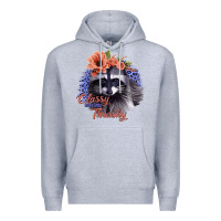 Heather Grey Classy But a Little Thrashy Raccoon with Flowers Premium Hoodie - Bettercallsaul