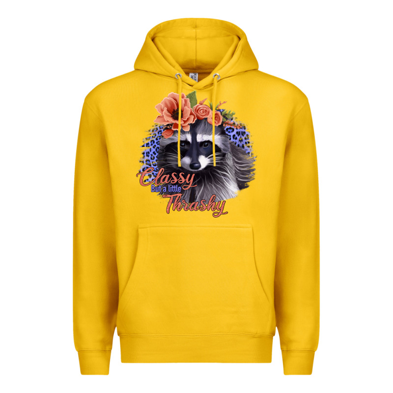 Classy But A Little Thrashy Raccoon With Flowers Premium Hoodie by Bettercallsaul | Teevron