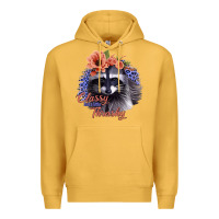 Mustard Classy But a Little Thrashy Raccoon with Flowers Premium Hoodie - Bettercallsaul
