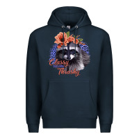 Navy Classy But a Little Thrashy Raccoon with Flowers Premium Hoodie - Bettercallsaul