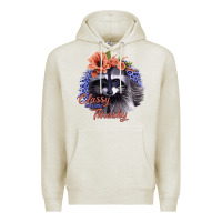 Oatmeal Heather Classy But a Little Thrashy Raccoon with Flowers Premium Hoodie - Bettercallsaul