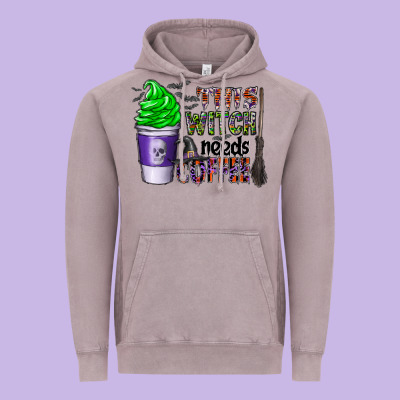 This Witch Needs Coffee Vintage Hoodie Designed By Cowhidedigitalart