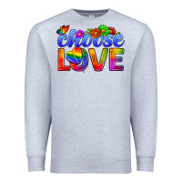 Heather Grey Pride LGBTQ+ Choose Love Premium Sweatshirt - BundleAndBundleShop