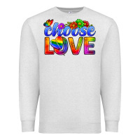Oatmeal Heather Pride LGBTQ+ Choose Love Premium Sweatshirt - BundleAndBundleShop