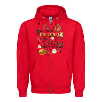 Red at the ballpark is where i spend most of my day Zipper Hoodie - MaliasSmallBusiness