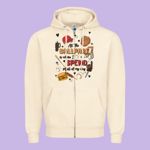 At The Ballpark Is Where I Spend Most Of My Day Zipper Hoodie Designed By Maliassmallbusiness