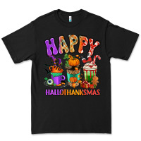 Black Happy Hallothanksmas coffee cups Premium Tee - RanaPortraitStore